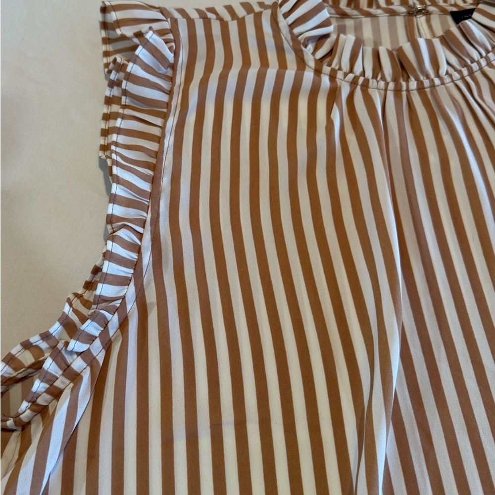 Two (2) - Ann Taylor Factory Tan and White Blouses - Picture 7 of 9